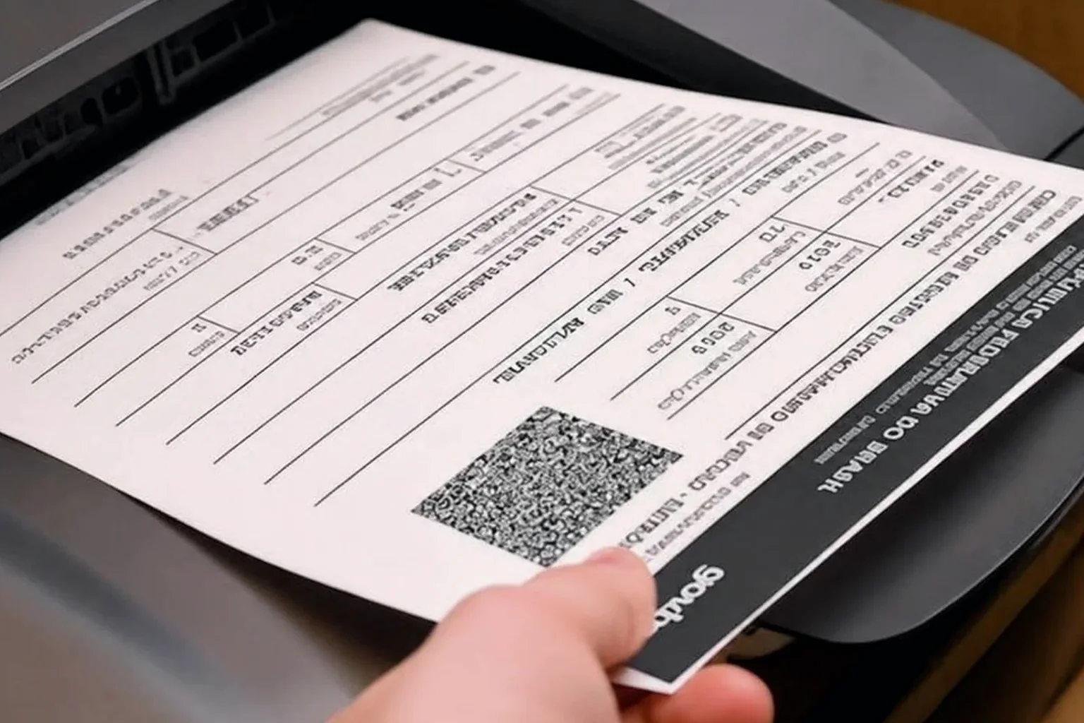 Impressora trabalhando em um despachante, gerando documentos automotivos.
